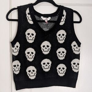 NOBO Skull Sweater Vest Black White XS